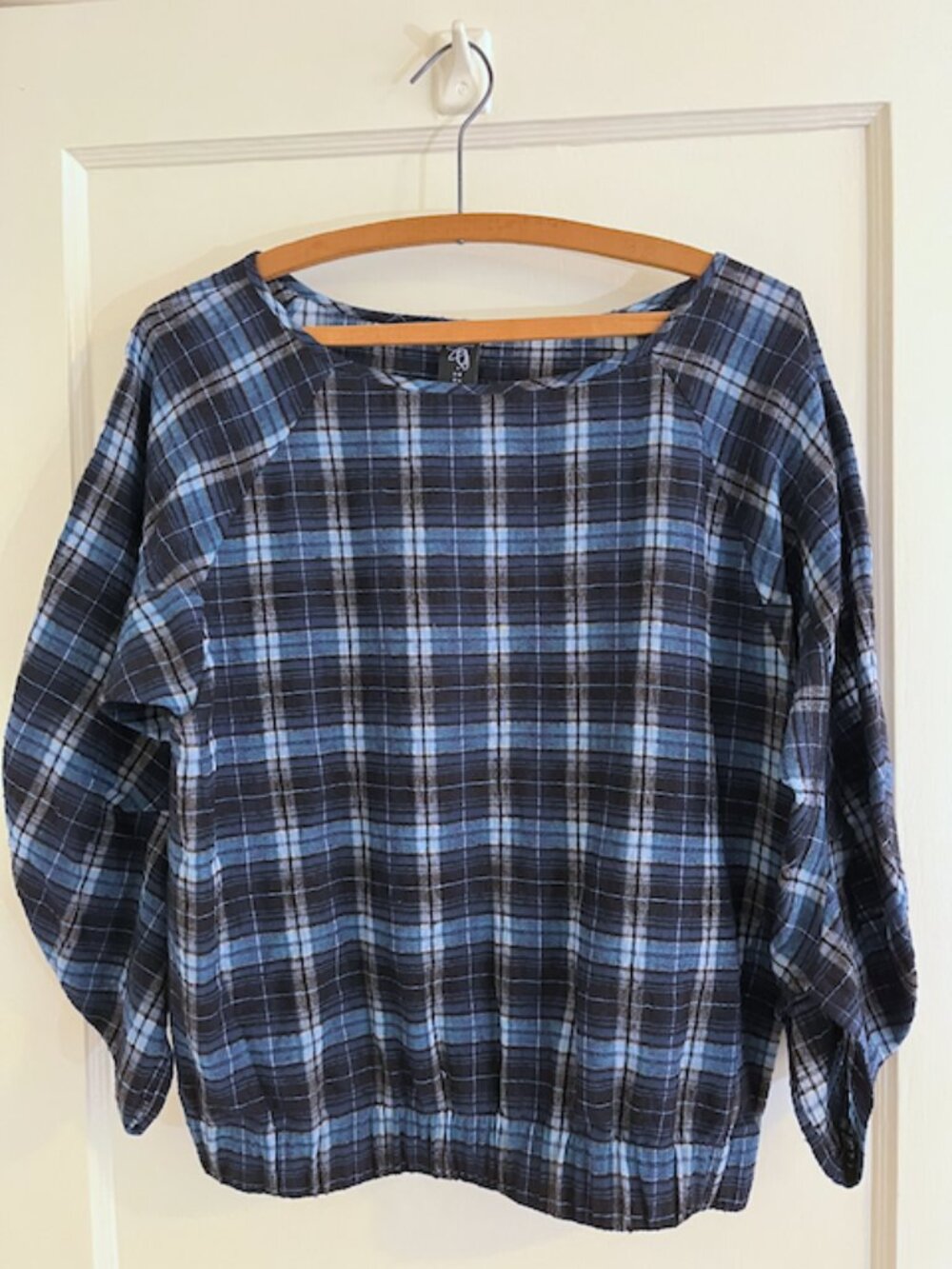 Zero + Maria Cornejo Wool Plaid Blouse Blue Size 4